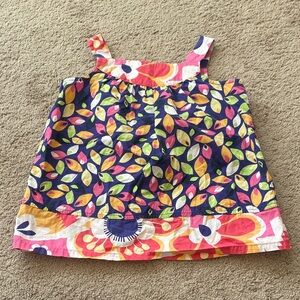 Hanna Andersson Cotton Little Girls Dress Size 6/7 Boho Colorful Floral Jumper